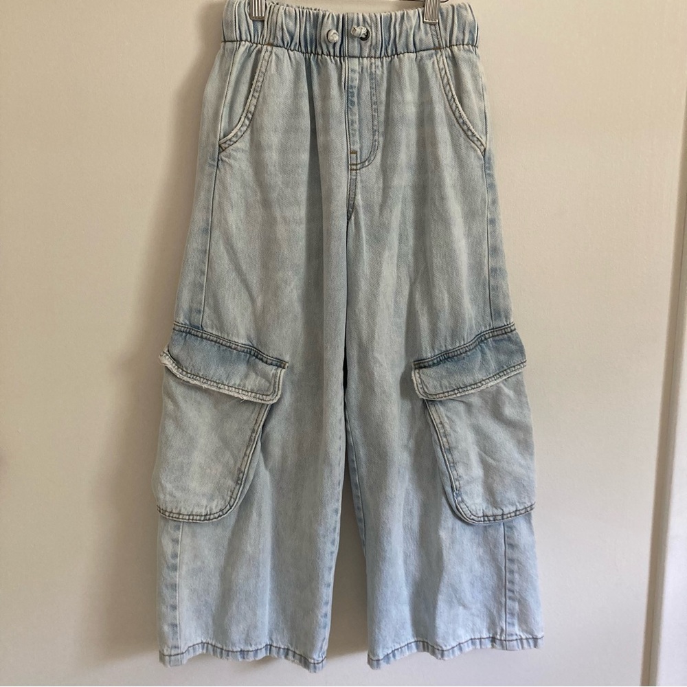 Zara Girls Light Blue Denim Cargo Pants